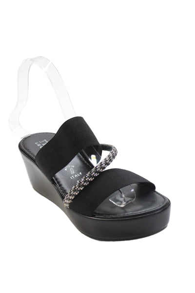 Italian Shoemakers Women's Platform Wedge Embellish Sandals Black Size 6.5