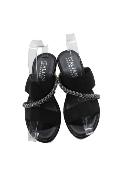 Italian Shoemakers Women's Platform Wedge Embellish Sandals Black Size 6.5