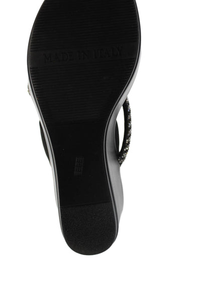 Italian Shoemakers Women's Platform Wedge Embellish Sandals Black Size 6.5