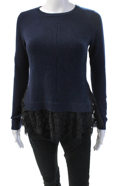 Autumn Cashmere Unisex Dark Blue Crewneck Pullover Sweater 100%Cashmere Size XS