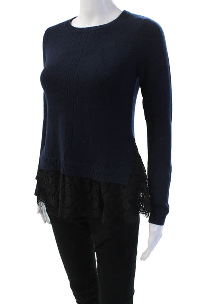 Autumn Cashmere Unisex Dark Blue Crewneck Pullover Sweater 100%Cashmere Size XS