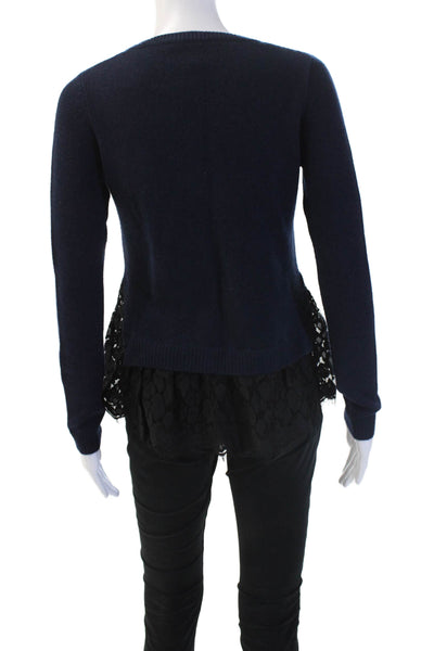 Autumn Cashmere Unisex Dark Blue Crewneck Pullover Sweater 100%Cashmere Size XS