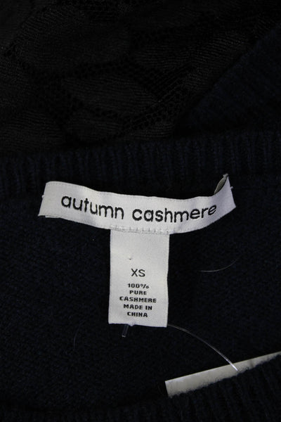 Autumn Cashmere Unisex Dark Blue Crewneck Pullover Sweater 100%Cashmere Size XS