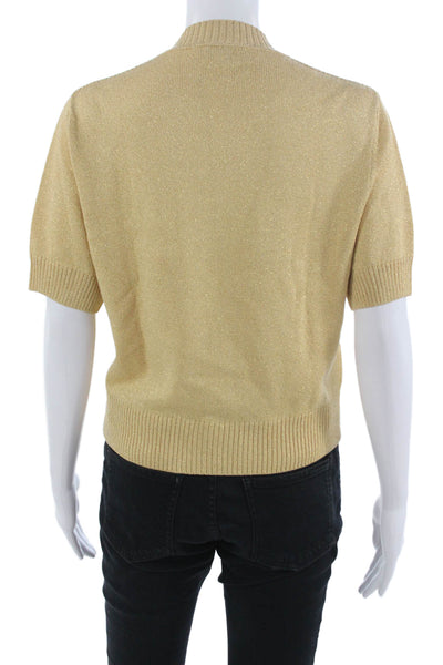 St. John Unisex Beige Crewneck Sweater Short-Sleeve Cotton Blend Size S