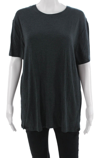 Derek Rose Women Short Sleeve T-Shirt Dark Gray Modal Crew Neck Size L