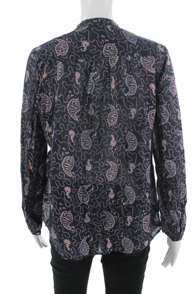 Etoile Isabel Marant Womens Navy Paisley Buttonup Blouse Longsleeve Size 38