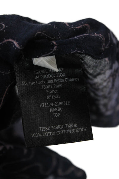 Etoile Isabel Marant Womens Navy Paisley Buttonup Blouse Longsleeve Size 38