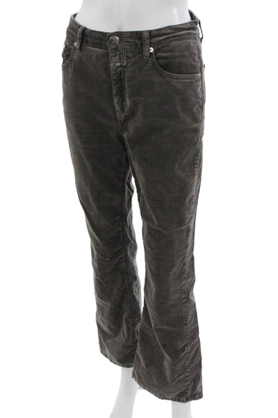 Closed Unisex Cropped Dark Gray Pants Button Size 28