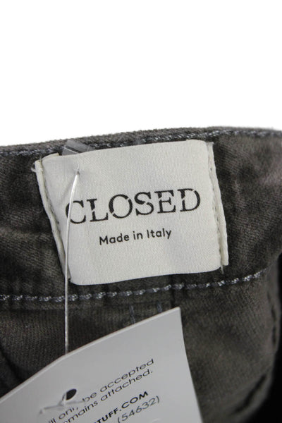 Closed Unisex Cropped Dark Gray Pants Button Size 28