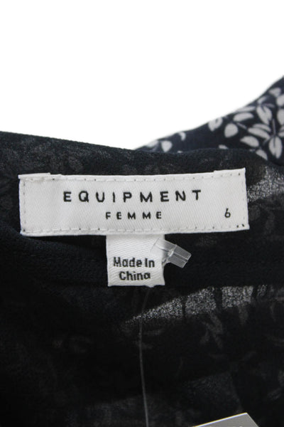 Equipment Femme Womens Fit & Flare Wrap Dress Dark Blue Silk V-Neck Size 6