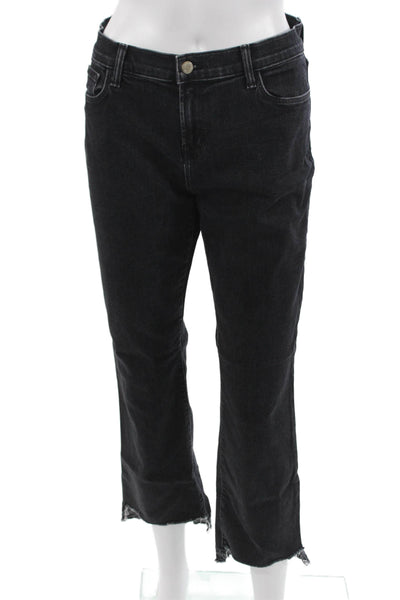 J Brand Women Cropped Straight Black Jeans Mid Rise 26 Inseam Size 30