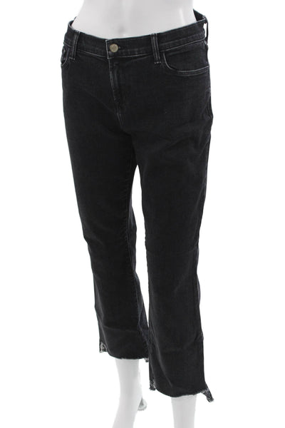 J Brand Women Cropped Straight Black Jeans Mid Rise 26 Inseam Size 30