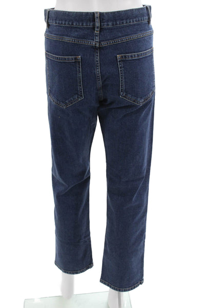 Joseph Womens Cropped Mom Jeans Dark Blue Mid Rise Cotton Blend Size 30