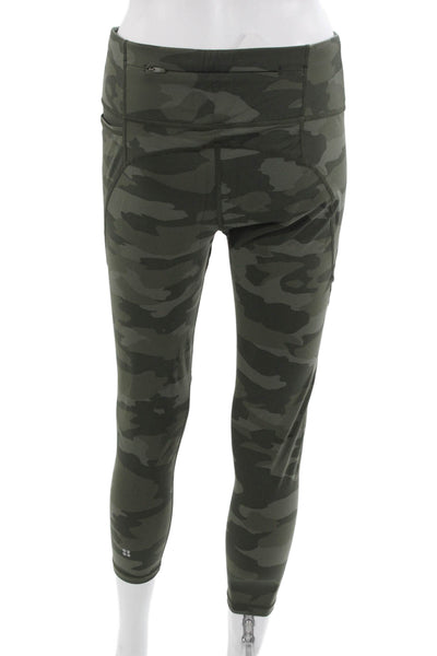 Sweaty Betty Womens Cropped Leggings Green Camo Size 8