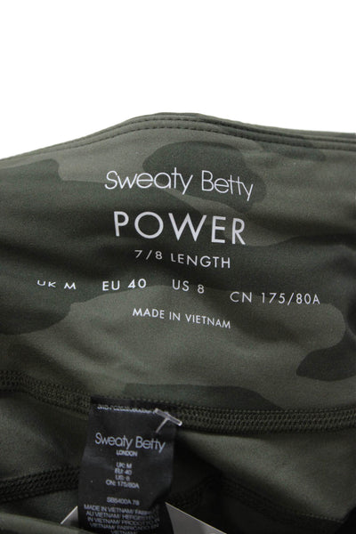 Sweaty Betty Womens Cropped Leggings Green Camo Size 8