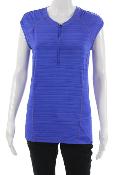 Athleta Women Jersey Sleeveless Top Blue Round Neck Sports Size M