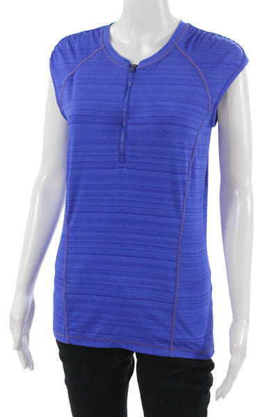 Athleta Women Jersey Sleeveless Top Blue Round Neck Sports Size M