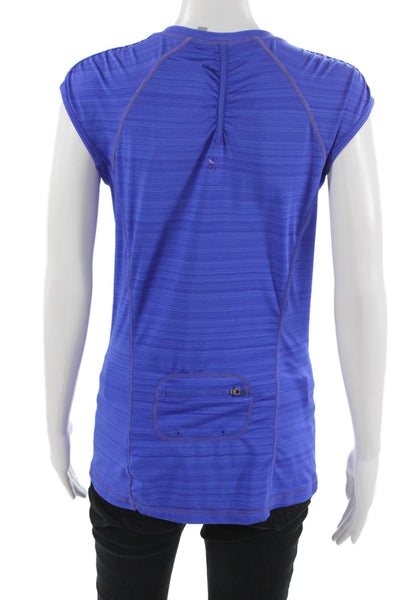Athleta Women Jersey Sleeveless Top Blue Round Neck Sports Size M