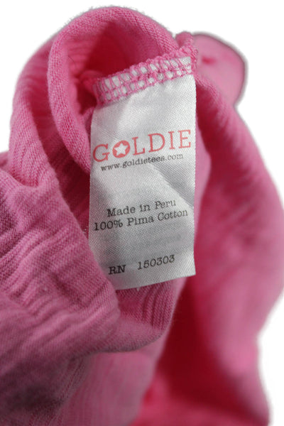 Goldie Womens Basic Pink Crew Neck Short Sleeve T-Shirt Size M