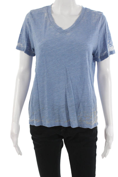 Monrow Womens Basic Blue V-Neck Short Sleeve T-Shirt Size M