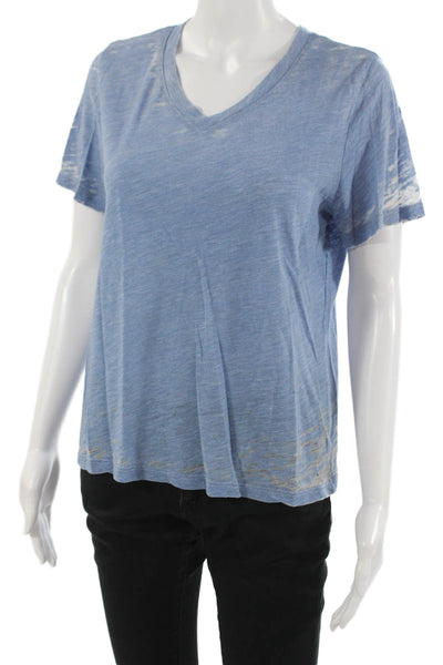 Monrow Womens Basic Blue V-Neck Short Sleeve T-Shirt Size M