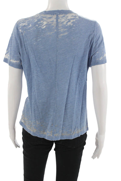 Monrow Womens Basic Blue V-Neck Short Sleeve T-Shirt Size M