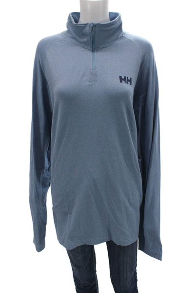 Helly Hansen Mens Stand-Up Mock Neck Zip Hoodie Blue Long Sleeve Size 2X