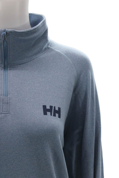 Helly Hansen Mens Stand-Up Mock Neck Zip Hoodie Blue Long Sleeve Size 2X
