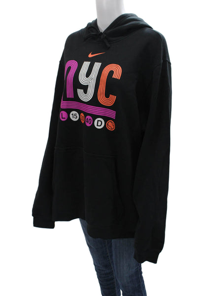 Nike Unisex Pullover Hoodie Black Graphic Drawstring 80% Cotton Size 1X