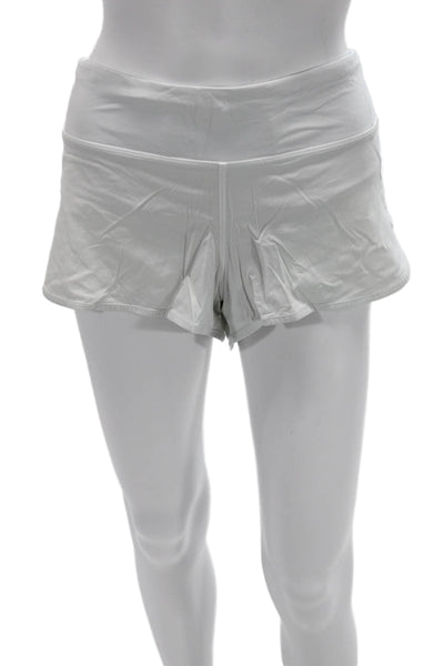 Lululemon Womens White Nylon Blend Zip Sports Shorts Size 10