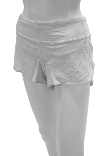 Lululemon Womens White Nylon Blend Zip Sports Shorts Size 10