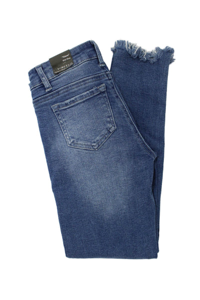 Tractr Girls Cotton Distressed Ankle Skinny Jeans Blue Size 8