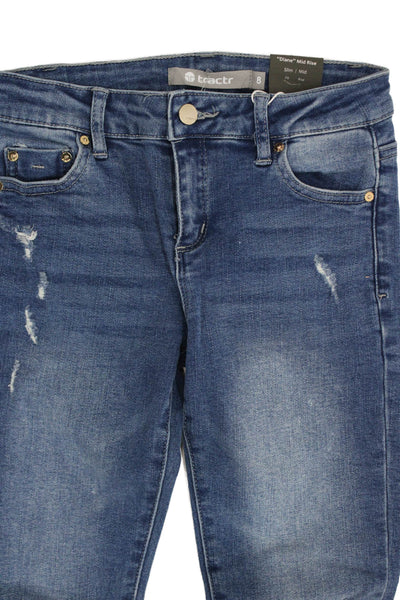 Tractr Girls Cotton Distressed Ankle Skinny Jeans Blue Size 8