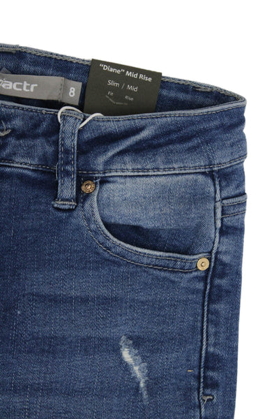 Tractr Girls Cotton Distressed Ankle Skinny Jeans Blue Size 8