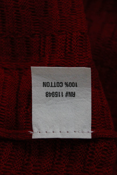 Joan Vass Women Sheath Sweater Dress Red Cotton 3/4 Sleeve Crew Neck Size 2