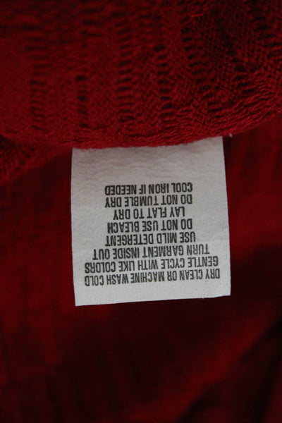 Joan Vass Women Sheath Sweater Dress Red Cotton 3/4 Sleeve Crew Neck Size 2