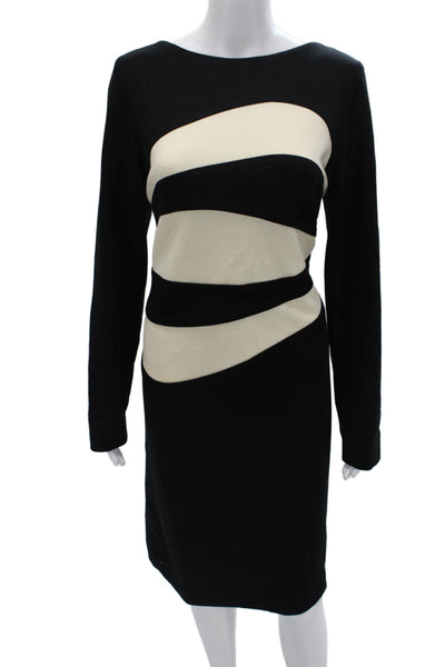 Tom And Linda Platt Women Sheath Dress Black Long Sleeve Zip Back Size 12