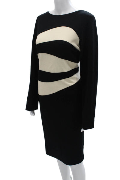 Tom And Linda Platt Women Sheath Dress Black Long Sleeve Zip Back Size 12