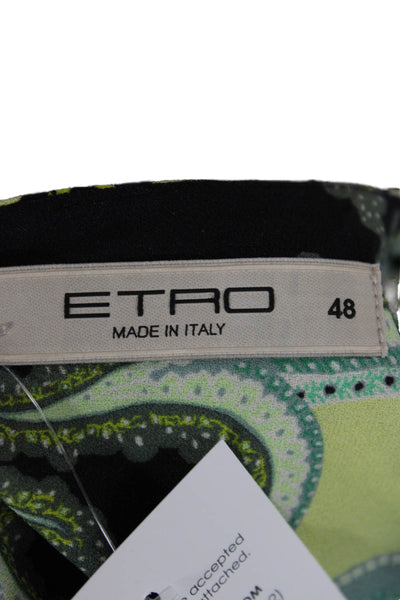 Etro Womens Fit & Flare Dress Black Paisley Sleeveless Round Neck Zip Size 48