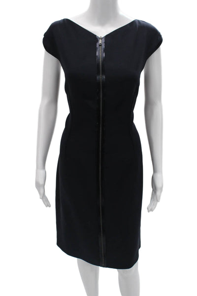 Elie Tahari Women Black V-Neck Short Sleeve Sheath Pencil Dress Size 14