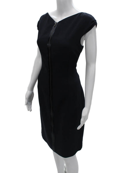 Elie Tahari Women Black V-Neck Short Sleeve Sheath Pencil Dress Size 14