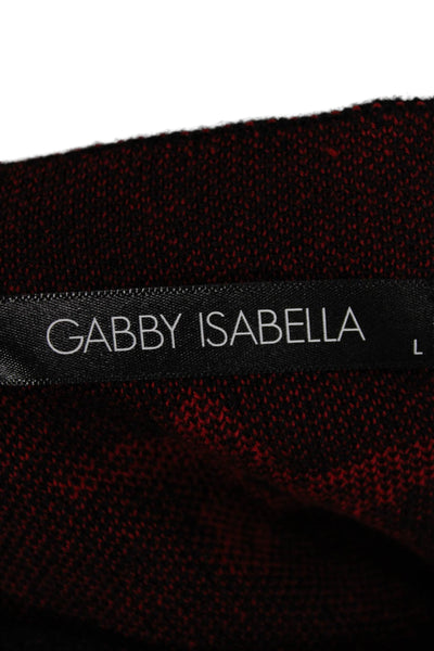 Gabby Isabella Womens Sweater Dress Black Floral Long Sleeve Size L