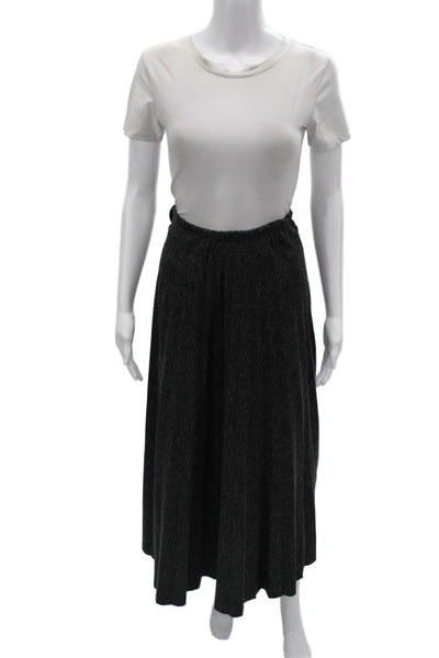 Femme Fatale Women Maxi Skirt Dark Gray Solid Size L