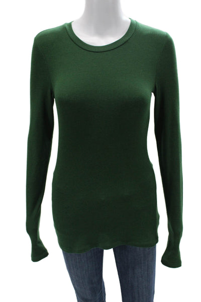 Theory Womens Green Basic Crew Neck Long Sleeve Wool Sweater Size S