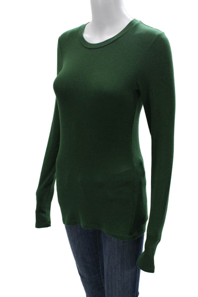 Theory Womens Green Basic Crew Neck Long Sleeve Wool Sweater Size S