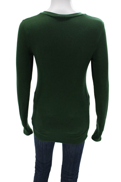 Theory Womens Green Basic Crew Neck Long Sleeve Wool Sweater Size S