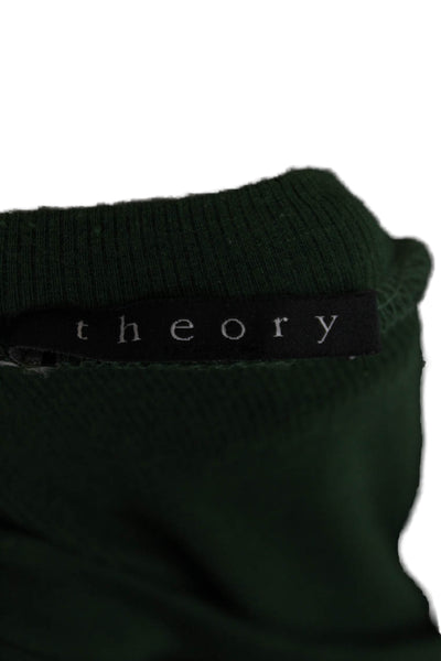 Theory Womens Green Basic Crew Neck Long Sleeve Wool Sweater Size S