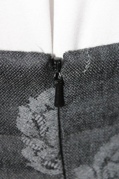 Ungaro Ter Womens Floral Print Double Breasted Skirt Suit Grey Wool Size 6