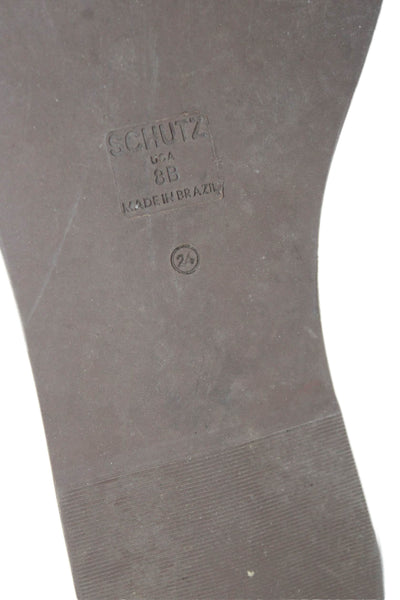 Schutz Womens Leather Woven Slide On Sandals White Size 8 B