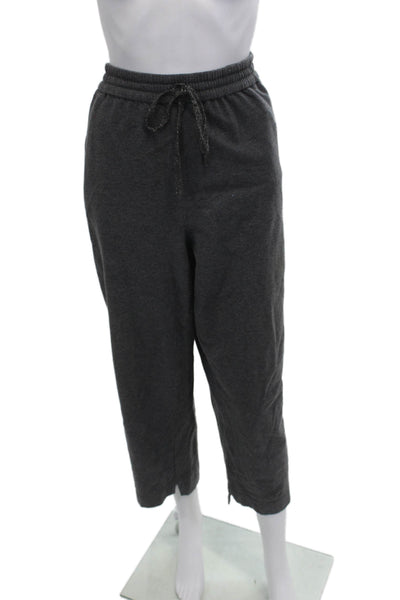 Lafayette 148 New York Womens Cropped Sweatpants Dark Gray Drawstring Size 38